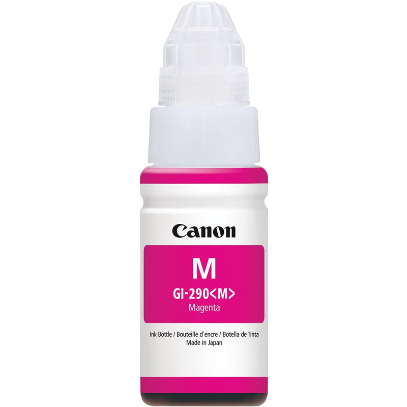 Canon GI-290 Magenta ink refill bottle with white body and magenta accents, featuring 70mL capacity for MegaTank printers