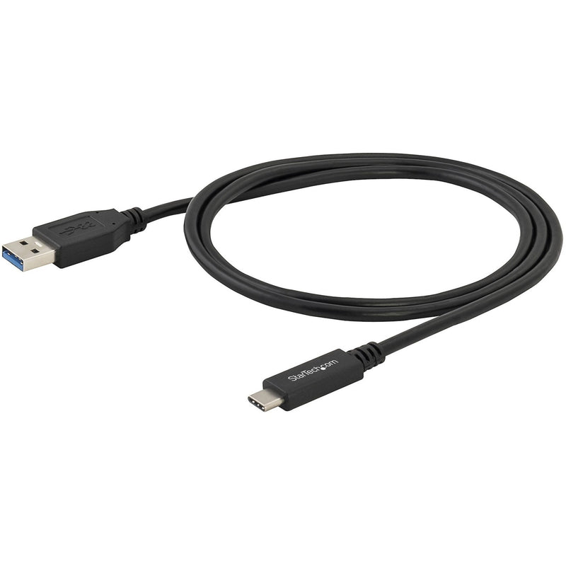 Full length view of 3ft StarTech.com USB to USB-C cable showing cable flexibility and both connectors