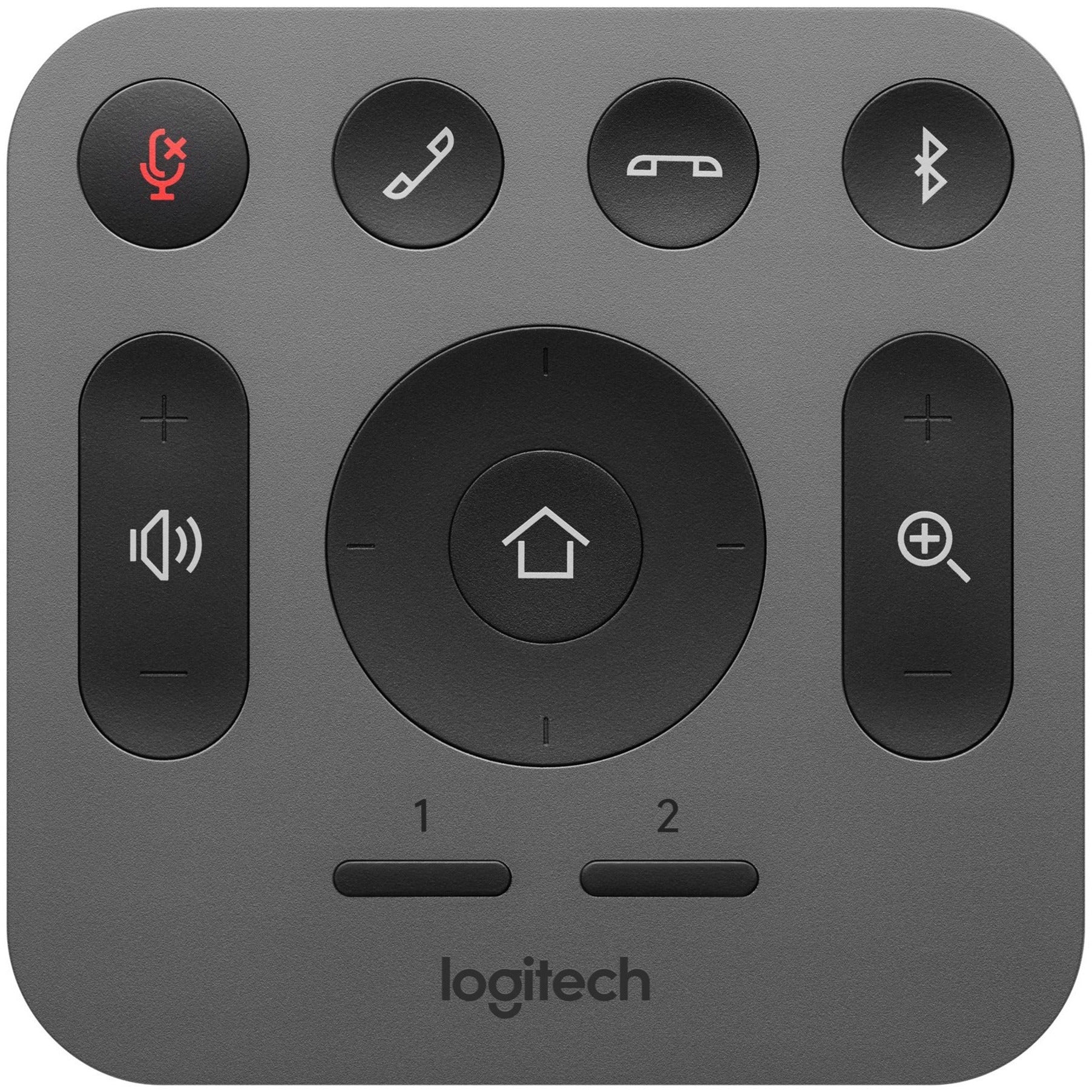 Close-up of Logitech MeetUp remote control showing button interface-alternate-image4