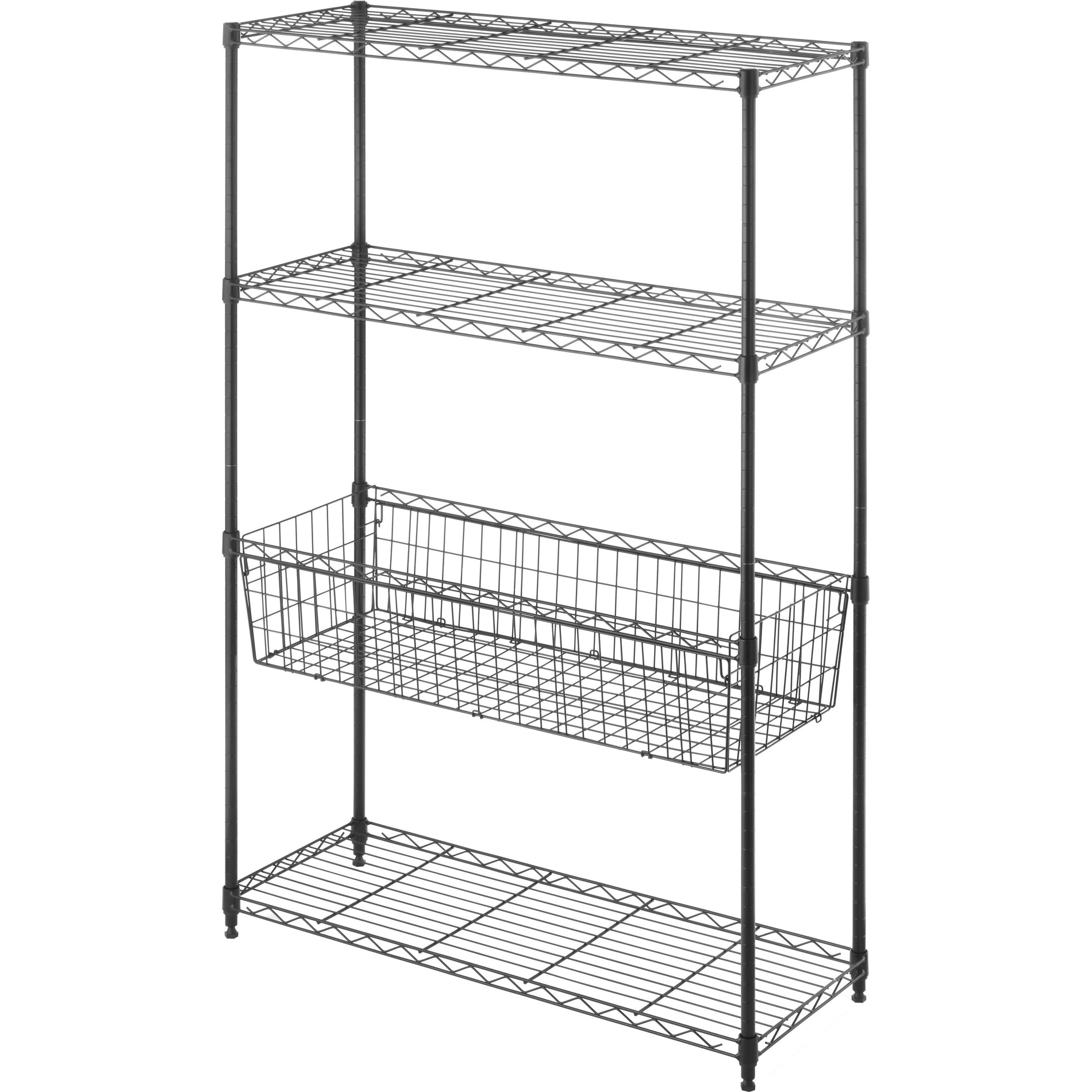 Whitmor 6310-7205 Supreme Storage Rack, Black Steel, Adjustable Shelf, 600 lb Maximum Load Capacity