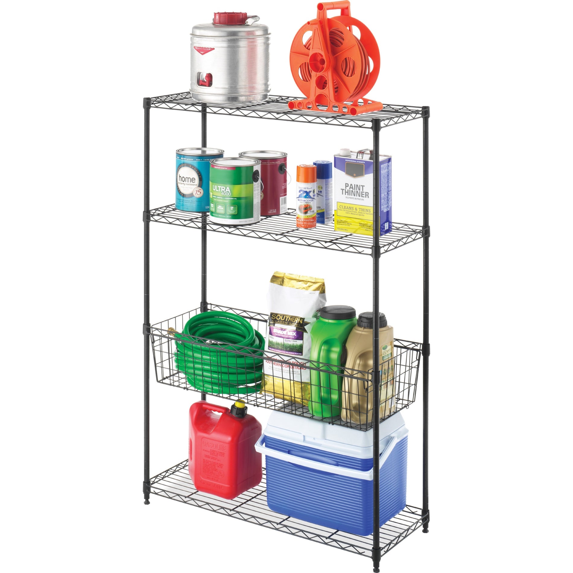 Whitmor 6310-7205 Supreme Storage Rack, Black Steel, Adjustable Shelf, 600 lb Maximum Load Capacity