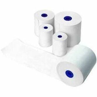 Multiple thermal paper rolls with blue cores shown in various sizes for Star Micronics printers