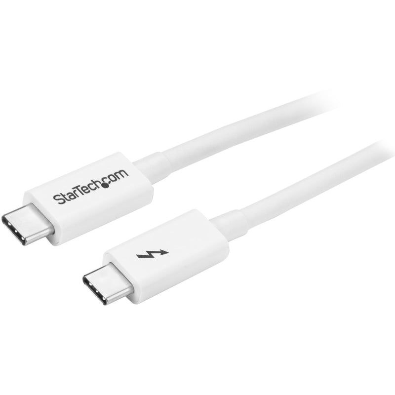 White StarTech.com Thunderbolt 3 cable with USB-C connectors showing both ends