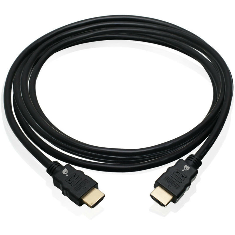 Full-length view of IOGEAR 9.8ft Premium HDMI cable showing complete cable length and connectors