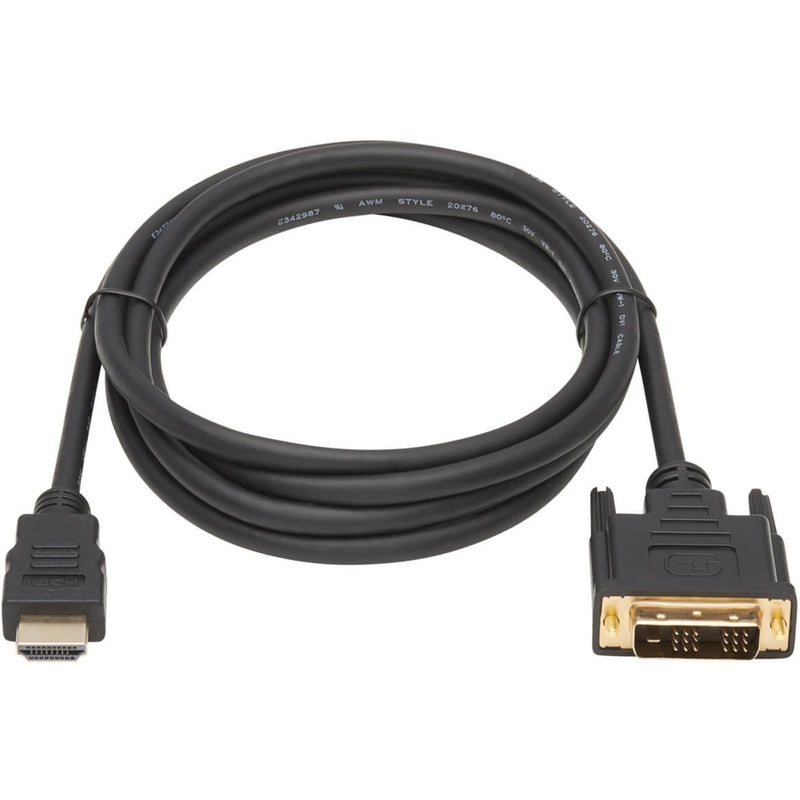 Full length view of Tripp Lite P566-010 HDMI to DVI cable showing cable flexibility