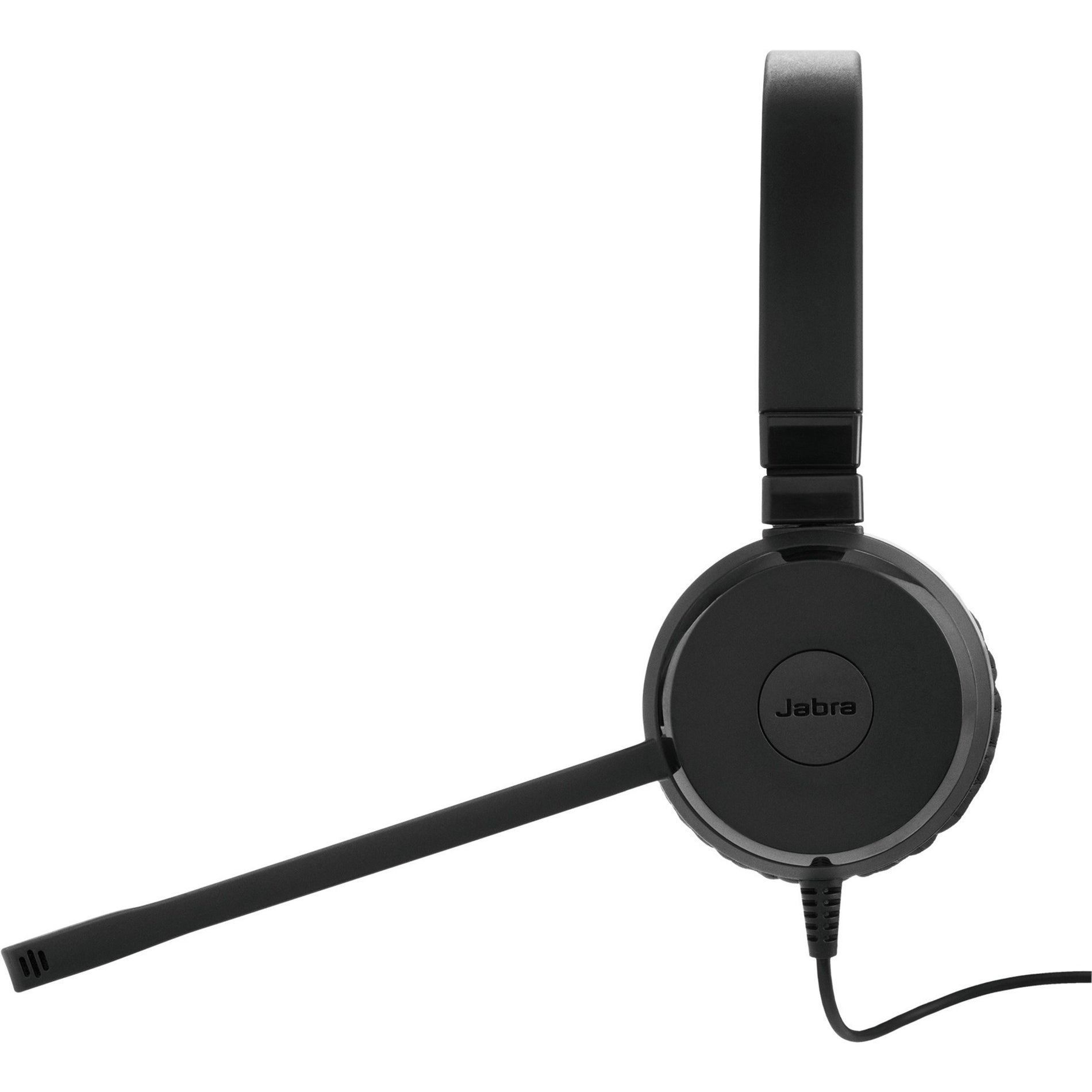 Close-up side view of Jabra Evolve 30 II headset highlighting the boom microphone and ear cup design-alternate-image3