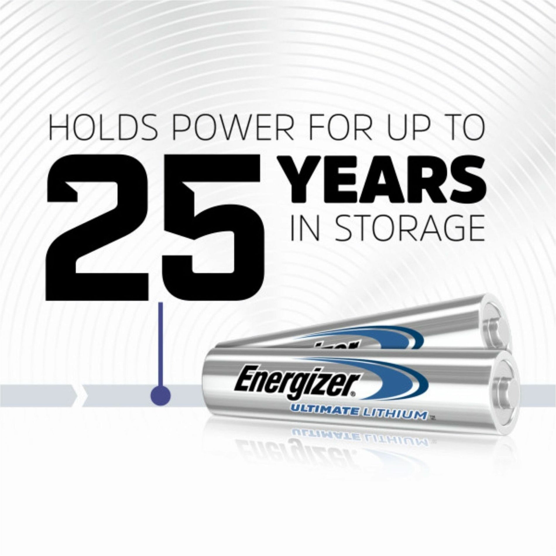 Promotional image showing 25-year storage life capability of Energizer Ultimate Lithium batteries-alternate-image3