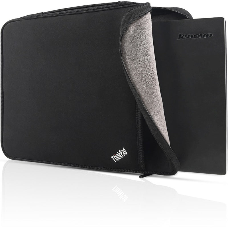 ThinkPad sleeve with laptop partially inserted showing precise fit