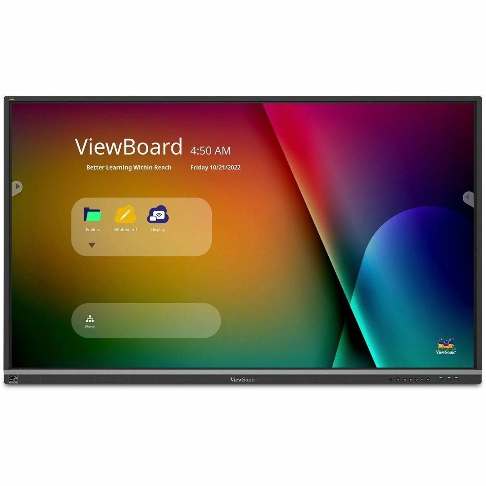 ViewSonic IFP6550 65" 4K Ultra HD Interactive Flat Panel, 20-point Multi-touch Screen, 350 nits, HDMI, VGA, RS232, RJ45, USB