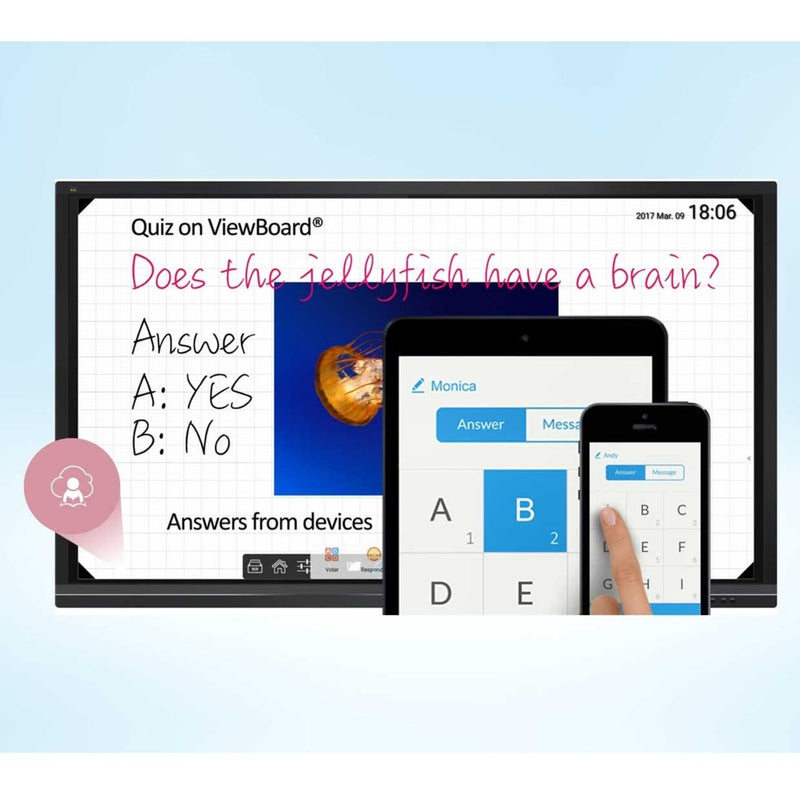 Interactive quiz display with mobile device integration