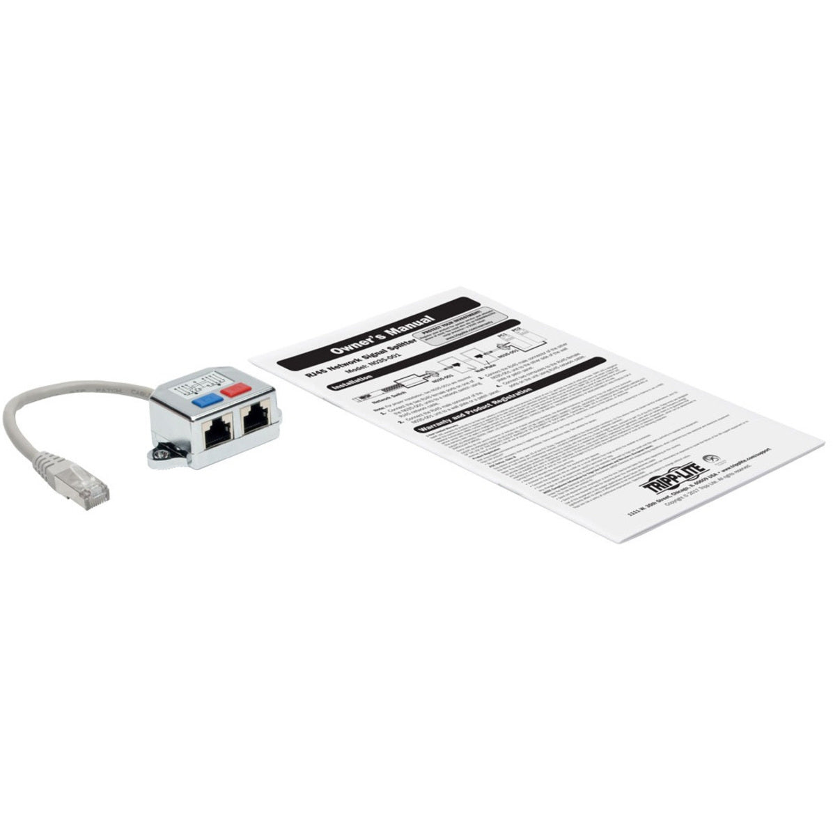 Tripp Lite N035-001 2-to-1 RJ45 Splitter Adapter Cable, 10/100 Ethernet Cat5/Cat5e (M/2xF), 0.5 ft, Enhance Network Connectivity