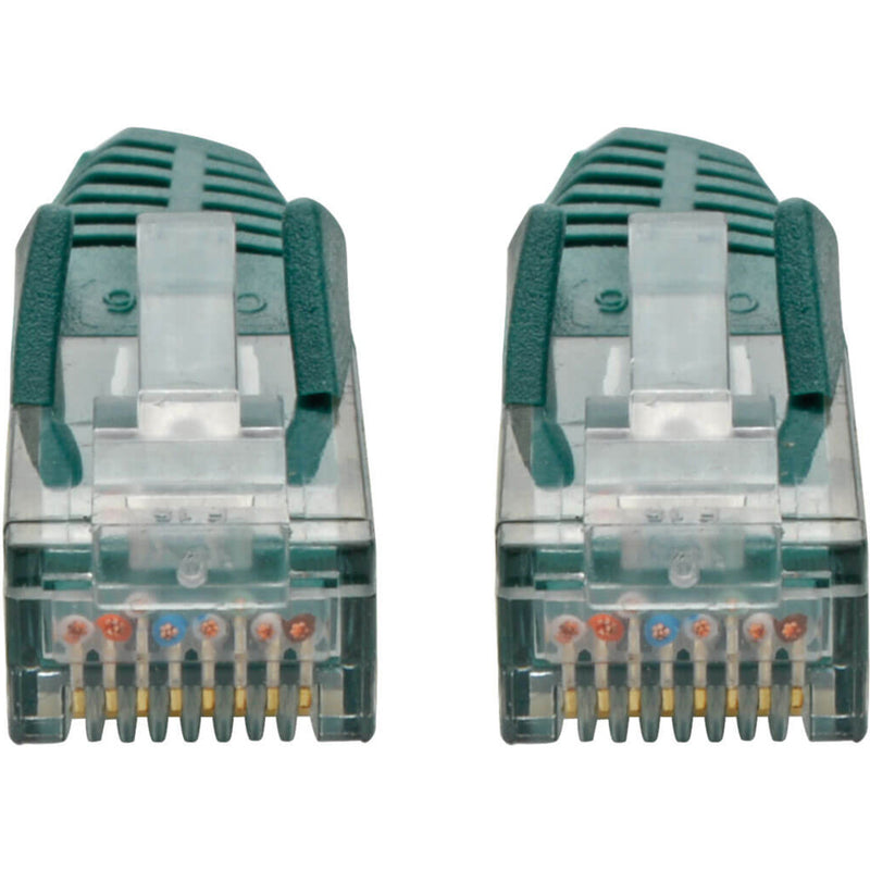 Macro view of RJ45 connector pins showing internal contact array