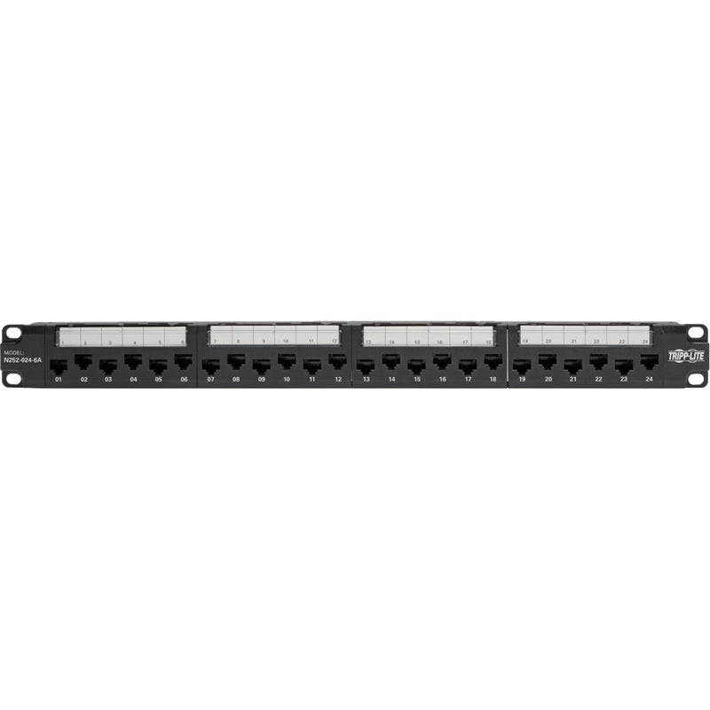 Numbered port layout of the Tripp Lite N252-024-6A patch panel showing sequential port labeling