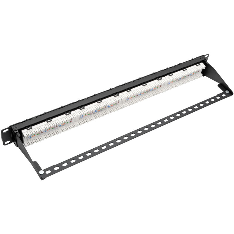 Side view of Tripp Lite N252-024-6A patch panel highlighting construction quality and cable management features