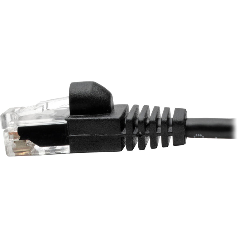 Side view of network cable strain relief and snagless boot design