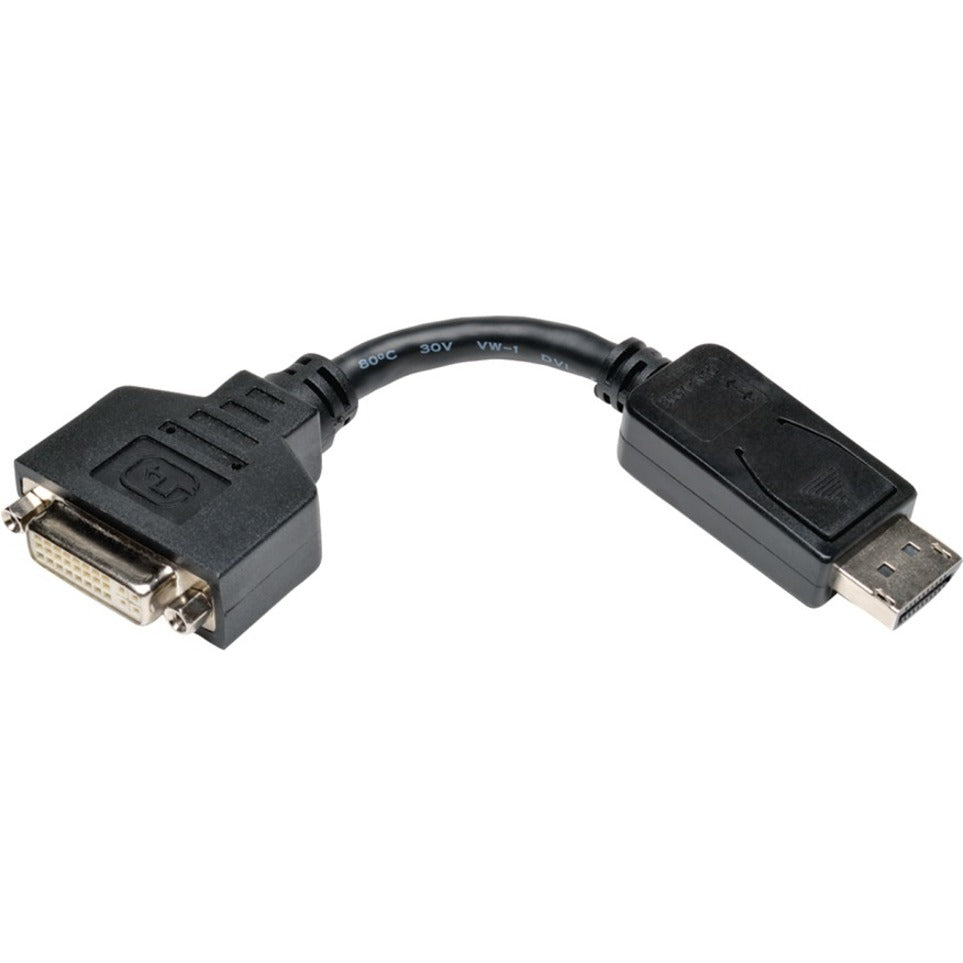 สายวิดีโอ Tripp Lite P134-000-50BK DisplayPort/DVI-I ยาว 6 นิ้ว ตัวเชื่อมต่อชุบทอง ความละเอียด 1920 x 1200 สีดำ