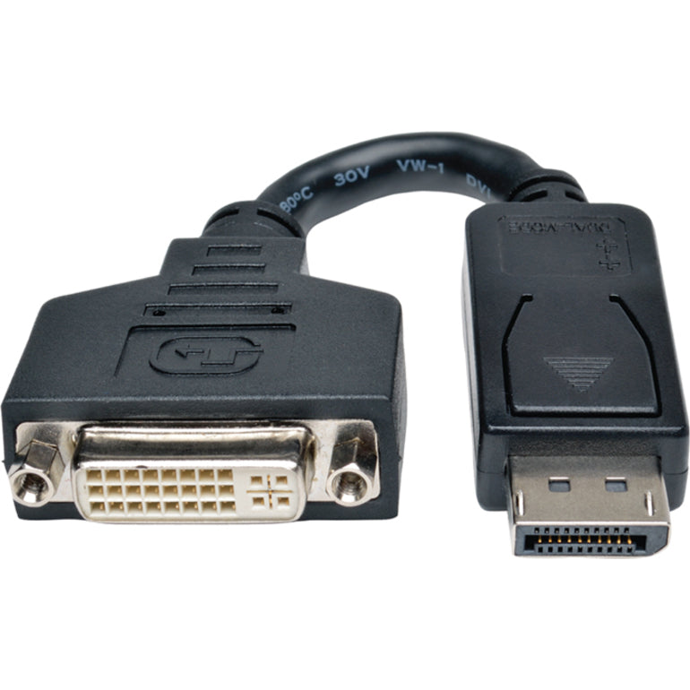 Tripp Lite P134-000-50BK DisplayPort/DVI-I Video Cable 6" Gold-Plated Connectors 1920 x 1200 Resolution Black Zes inches vergulde connectoren 1920 x 1200 resolutie Zwart