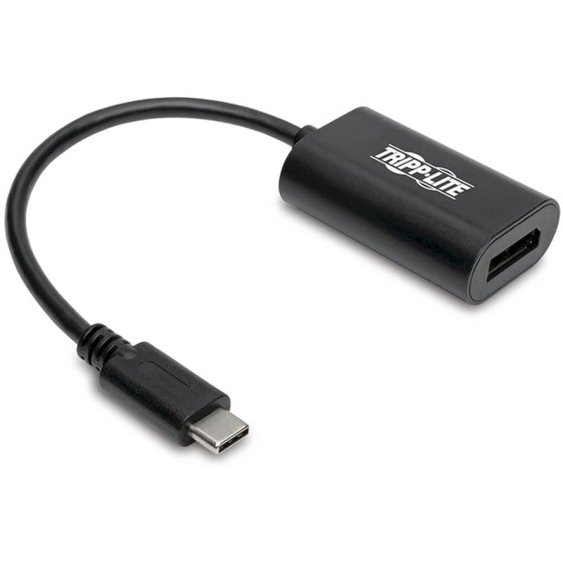 Tripp Lite USB-C to DisplayPort adapter showing black housing and cable design