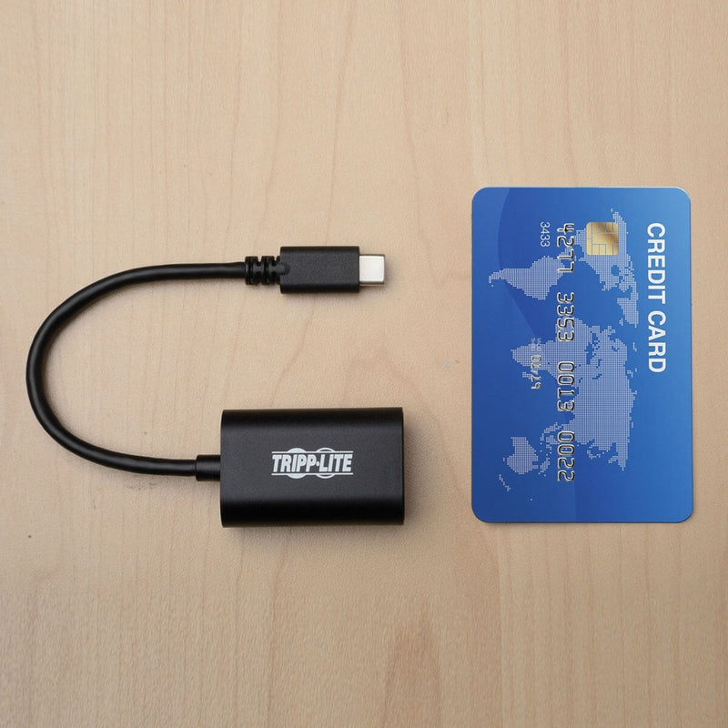 Tripp Lite adapter size comparison with credit card