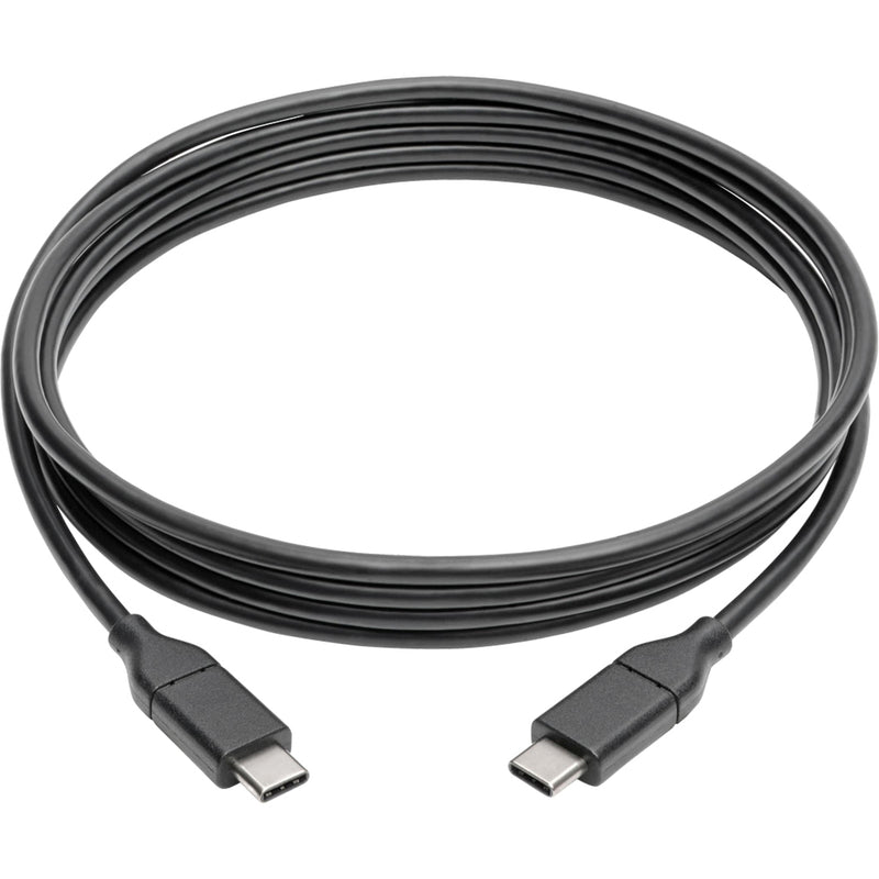 Full length view of the 6-foot USB-C to USB-C cable showing flexible black cable design