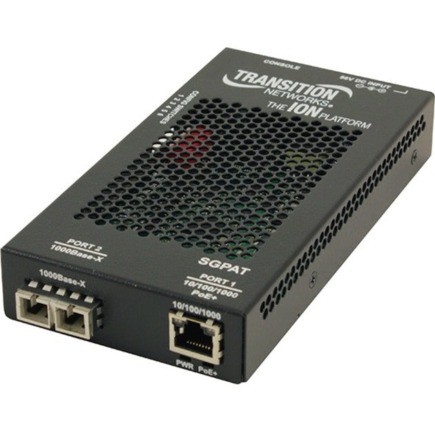 Transition Networks SGPAT1013-105-NA Transceiver/Media Converter, 10/100/1000 POE+ RJ-45 to 1000BASE-SX MM SC