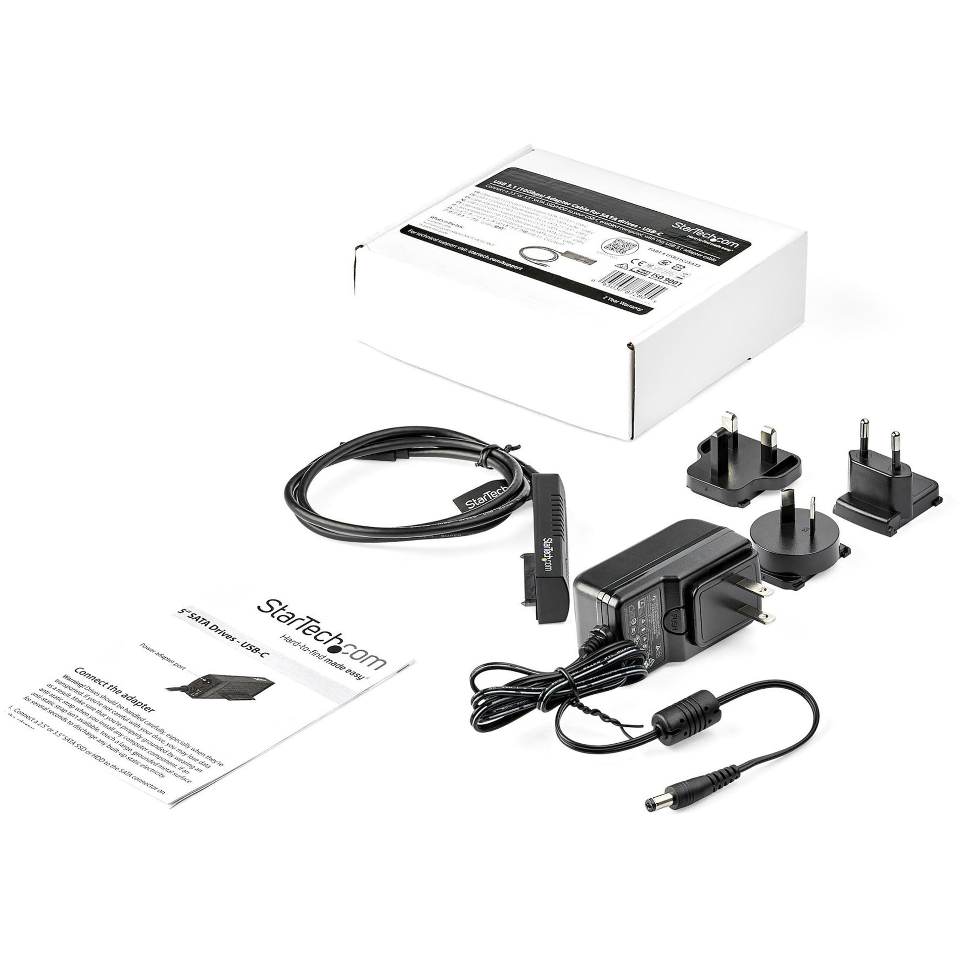 Adaptateur StarTech.com USB31C2SAT3 USB C vers SATA pour Disques SSD/HDD 25"/35" Câble Adaptateur de Disque Dur USB 3.1 (10 Gbit/s)