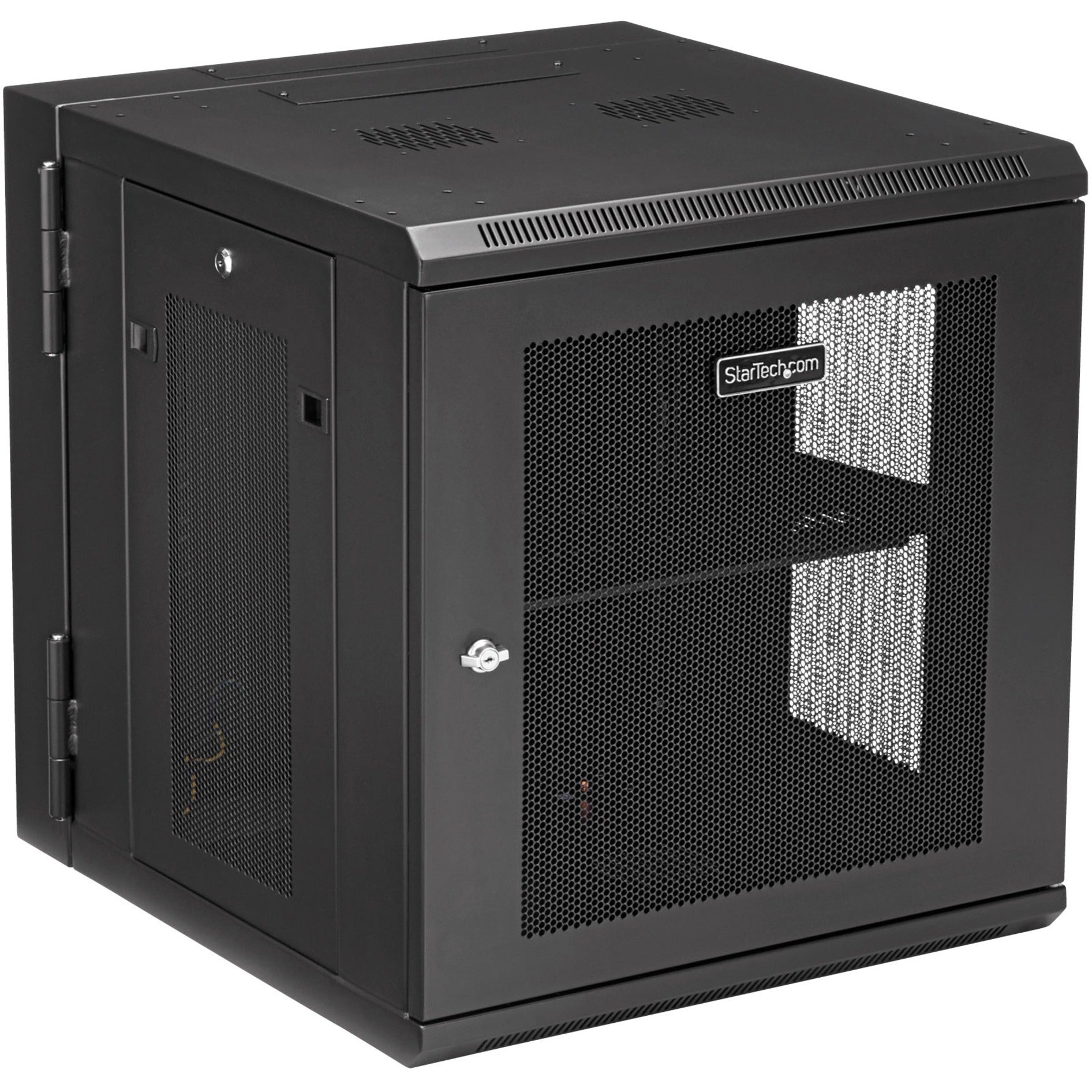 Angular view of the wall-mount server cabinet showing corner installation compatibility-alternate-image2