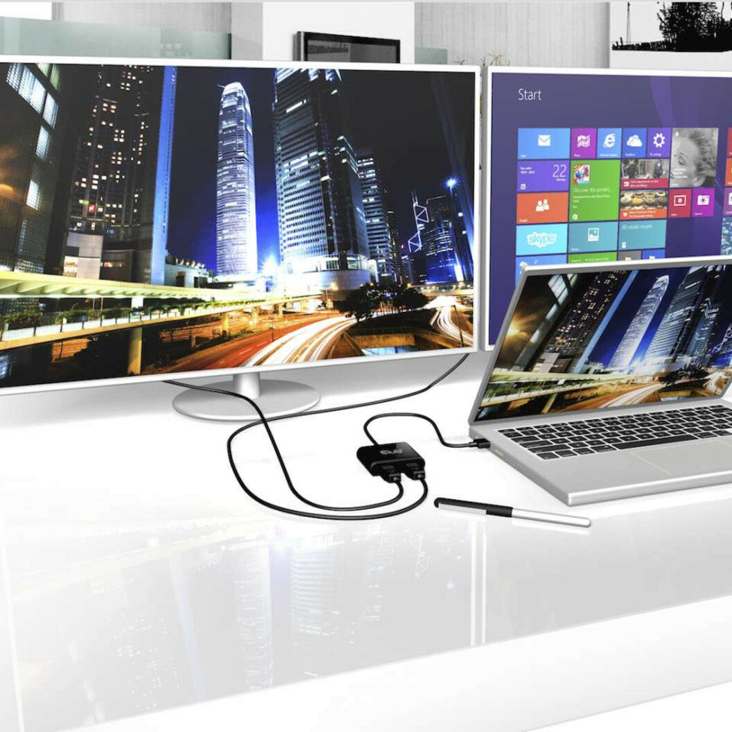 Club 3D CSV-1477 USB A to DisplayPort 1.2 Dual Monitor 4K 60Hz, PC External Graphic Adapter