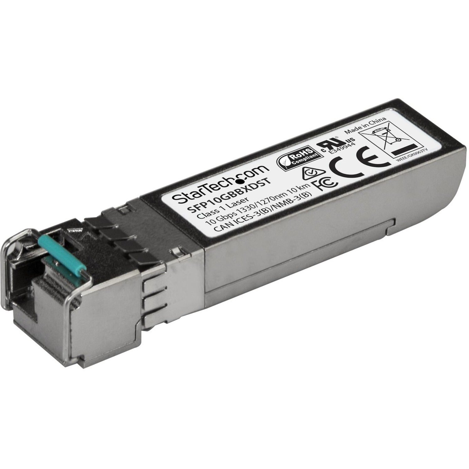 StarTech.com SFP10GBBXDST MSA Compliant SFP+ Transceiver Module - 10GBASE-BX, Single-mode SFP+ - LC, 10km (6.2 mi)