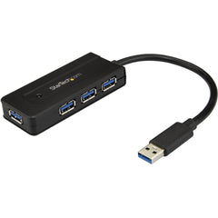 StarTech.com ST4300MINI 4-Port USB 3.0 Hub - Lille USB med opladningsport Drevet USB 3.0-hub inkluderer strømadapter - USB-portforlænger.