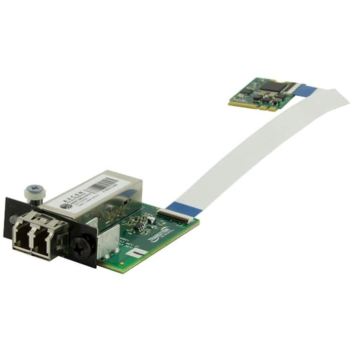 Transition Networks M.2 Gigabit Ethernet Fiber Network Interface Card with SFP slot and ribbon cable connector shown against white background-alternate-image1