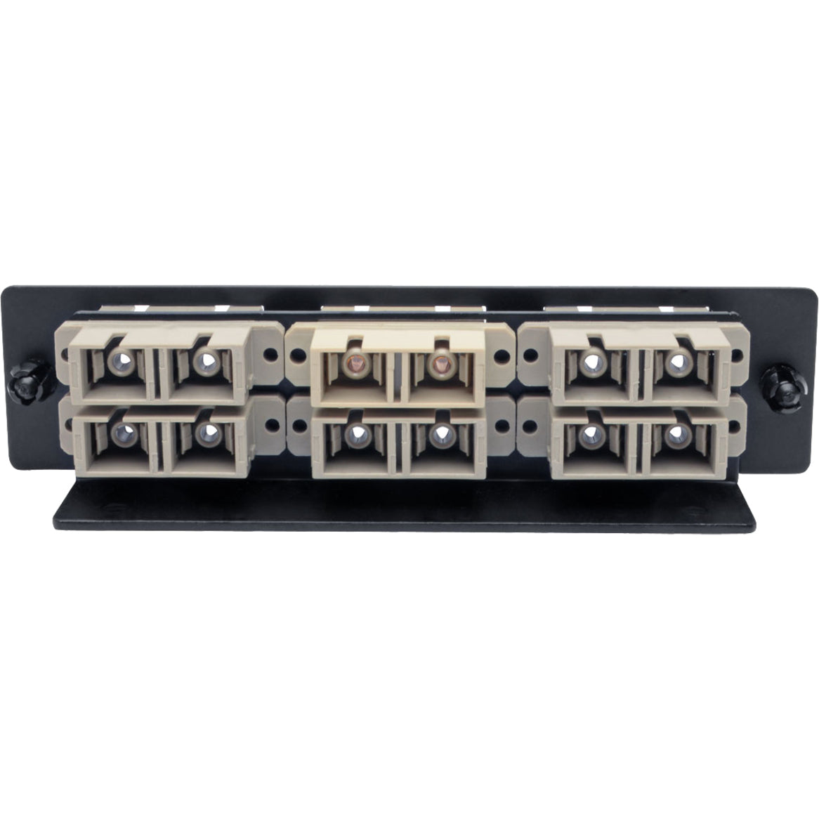 Detailed front view of Tripp Lite fiber adapter panel highlighting SC duplex ports and steel construction-alternate-image4