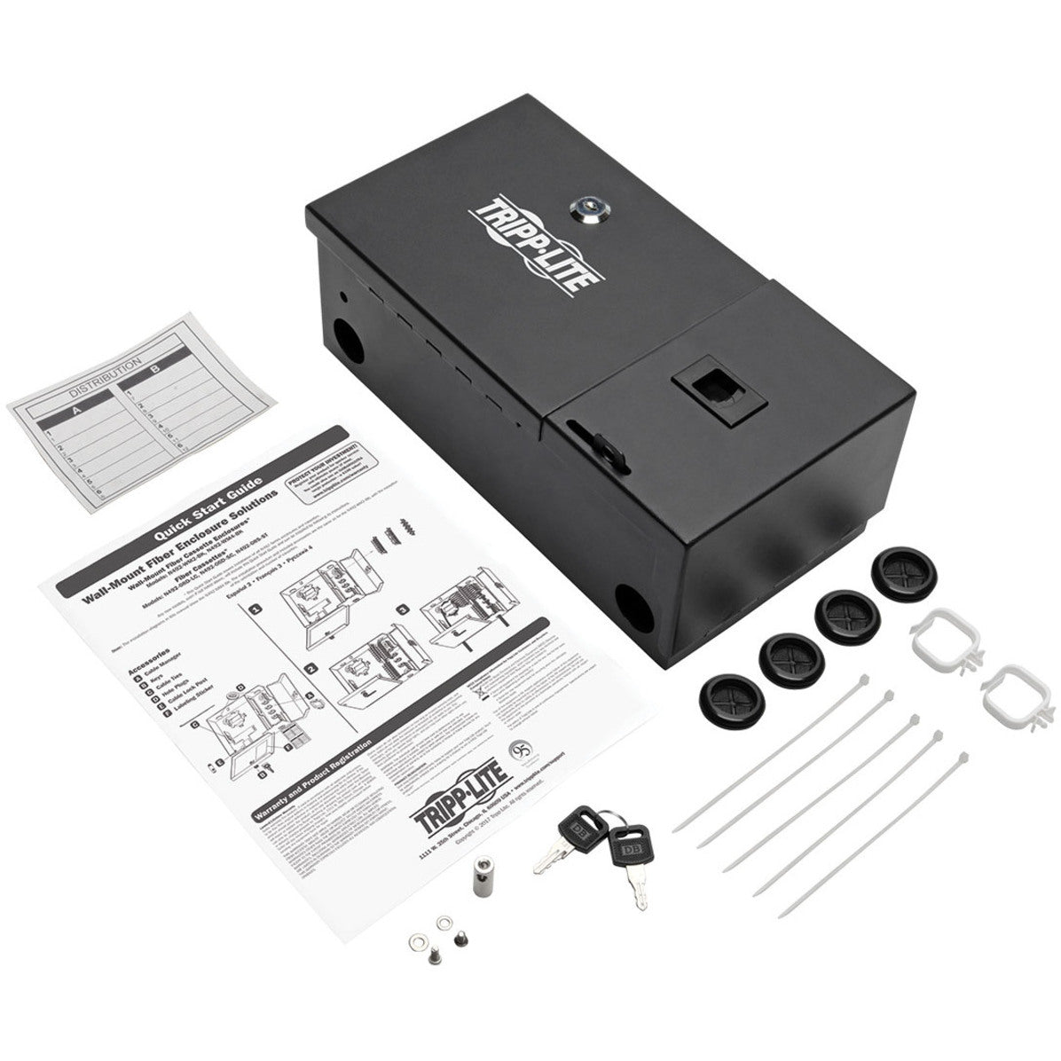 Tripp Lite N492-WM2-BK Caja de Distribución de Fibra Óptica Montada en Pared Capacidad de 2 Paneles Negra