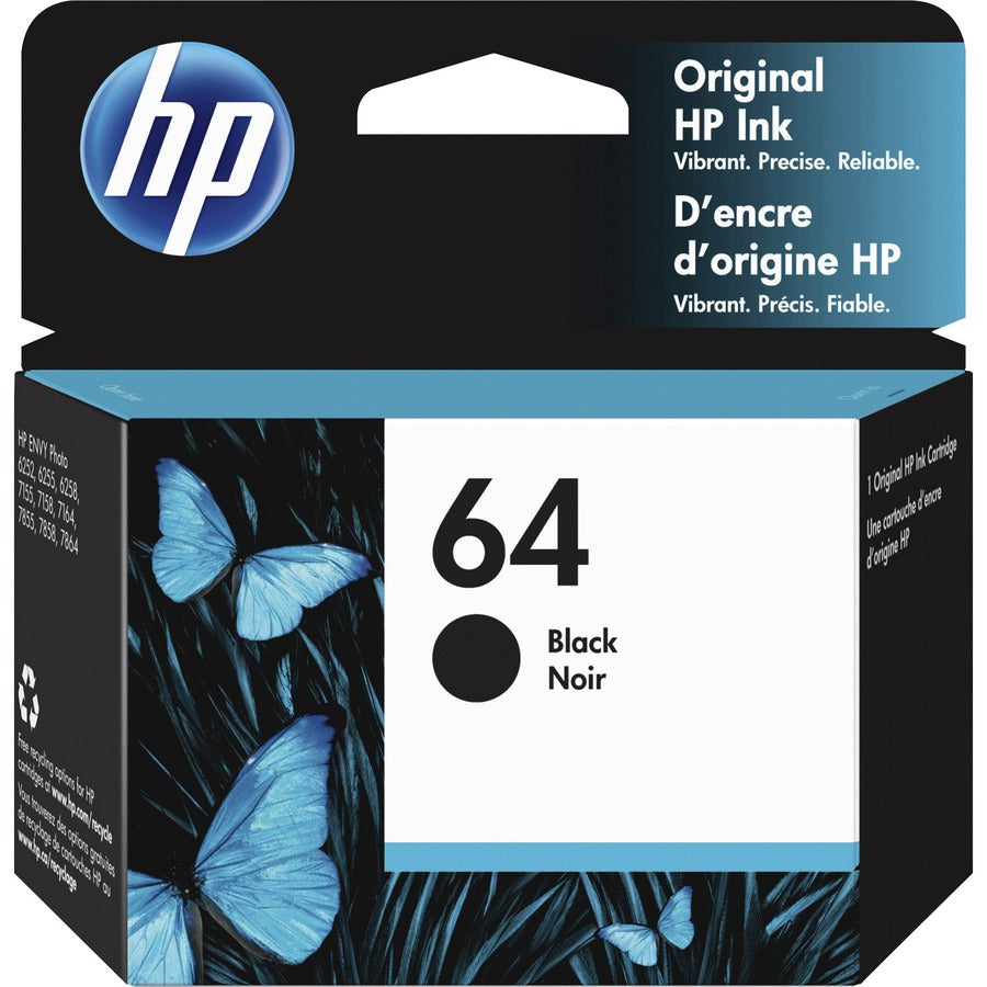 HP N9J90AN 64 Original Inkjet Ink Cartridge - Black, 200 Pages