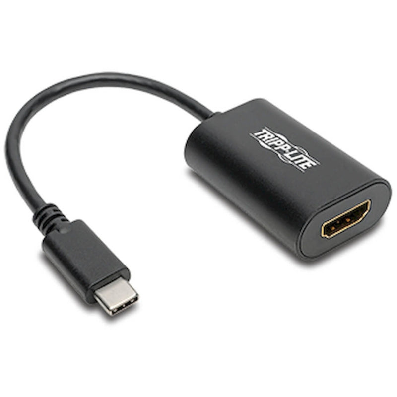 Tripp Lite USB-C to HDMI adapter showing black housing and cable connection