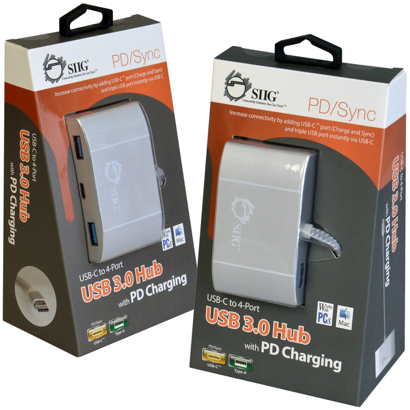 SIIG USB hub retail packaging showing product features and specifications