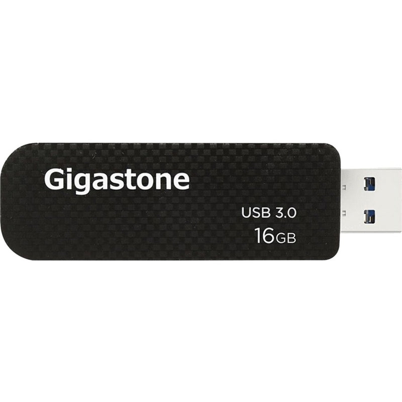 Gigastone 16GB USB 3.0 flash drive featuring black carbon fiber pattern design with white branding