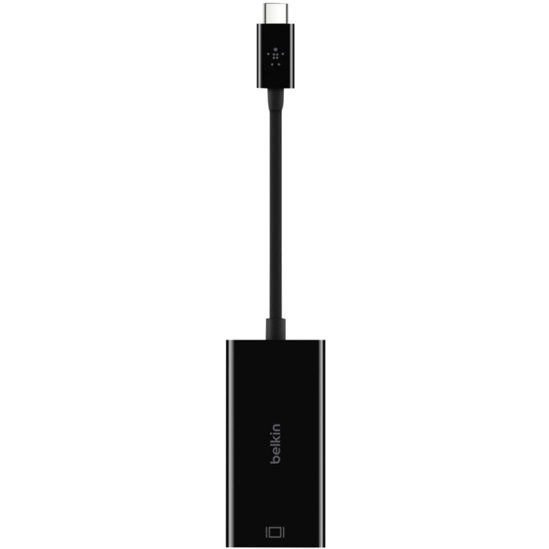 Vertical orientation of Belkin USB-C to HDMI adapter showing space-efficient design