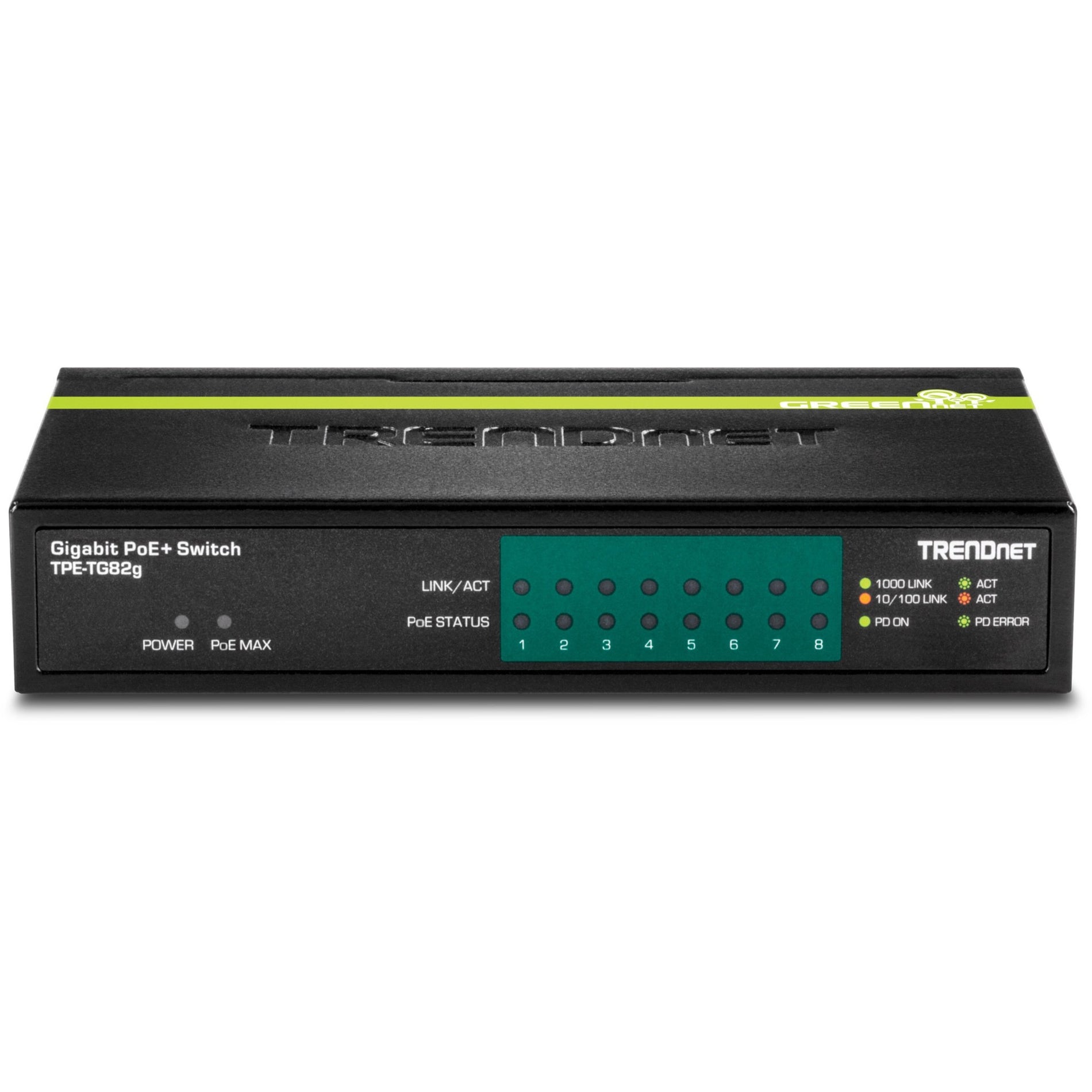 TRENDnet TPETG82G 8-Port Gigabit PoE+ Switch, Lifetime Warranty, TAA/NDAA Compliant, Taiwan Origin