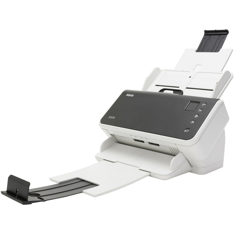 Side view of Kodak Alaris S2070 scanner highlighting ergonomic design and paper handling features