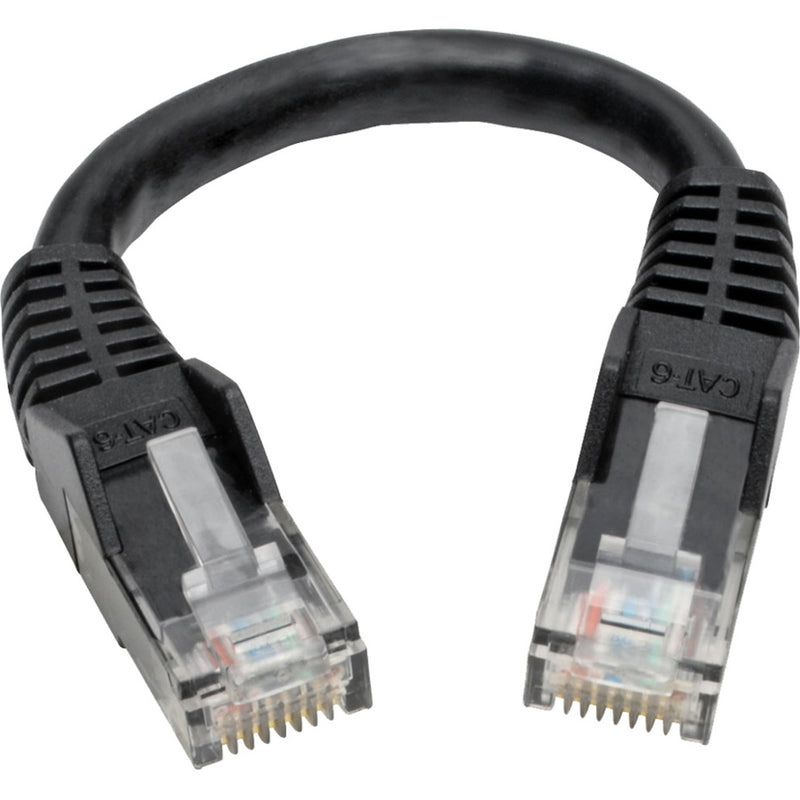 Full length view of 6-inch Cat6 patch cable showing both connectors