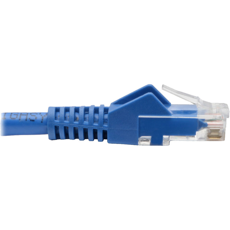 Side profile of Cat6 cable connector showing strain relief boot design