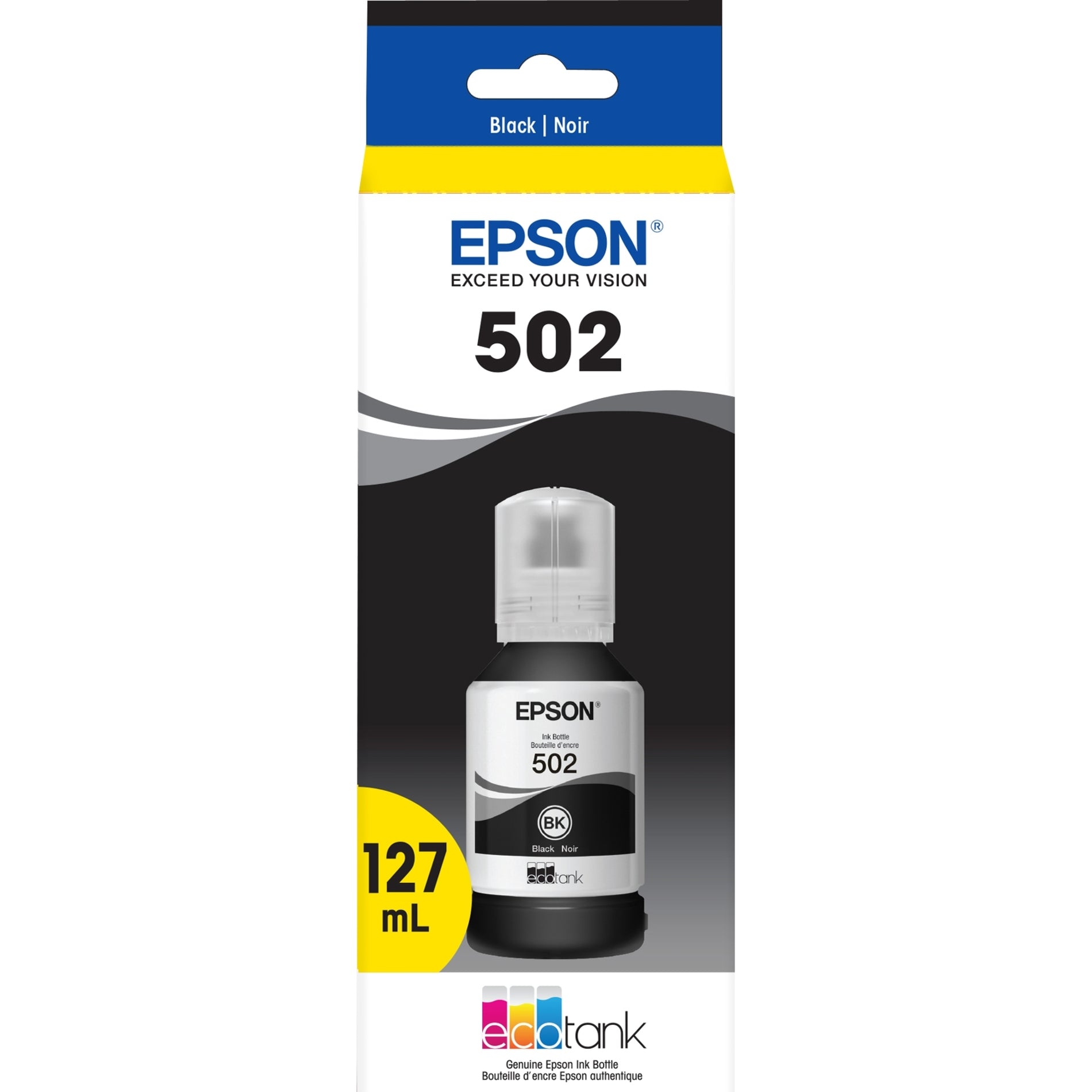 Epson T502 T502120-S Black Ink Bottle - Ink Refill Kit for Epson WorkForce EcoTank Printers