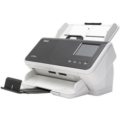 Kodak Alaris S2060W document scanner shown from side angle, displaying its 80-sheet ADF tray, control panel, and output tray-alternate-image1