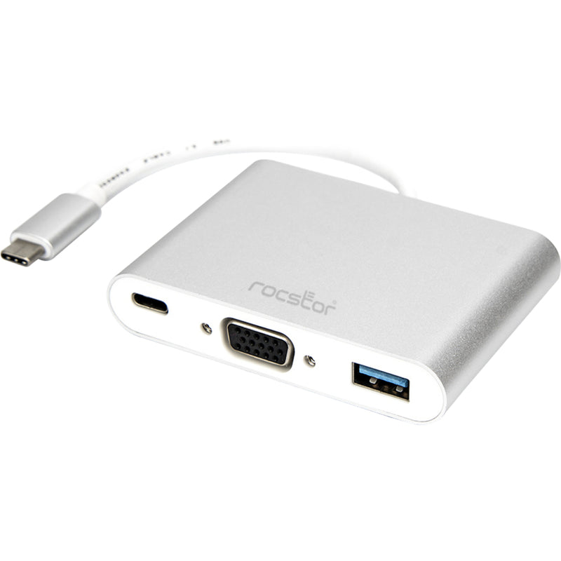 Side view of Rocstor USB-C adapter showing slim profile and port layout