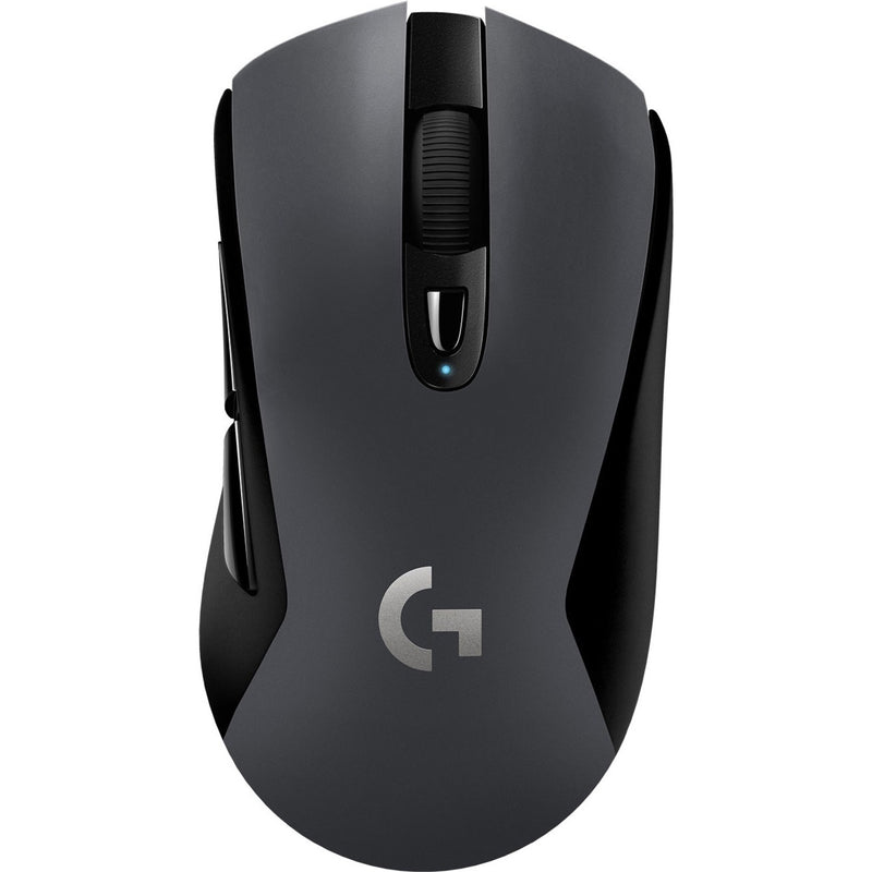 Front view of Logitech G603 LIGHTSPEED wireless gaming mouse in matte black