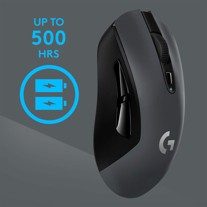 Side view of G603 mouse with battery life indicator graphic