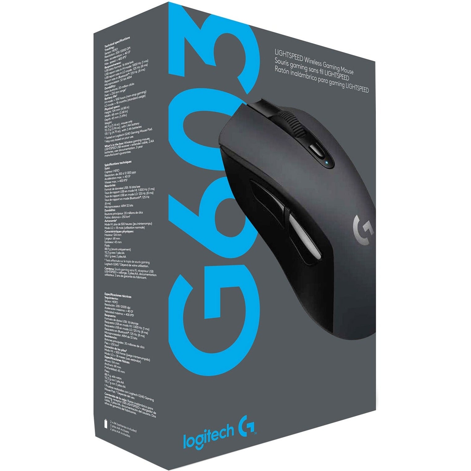 Logitech 910-005099 G603 LIGHTSPEED Wireless Gaming Mouse, 2 Year Warranty, 12000 dpi, 6 Buttons