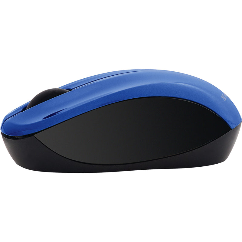 Side view of Verbatim Silent Wireless Mouse showing ergonomic profile and dual-tone design