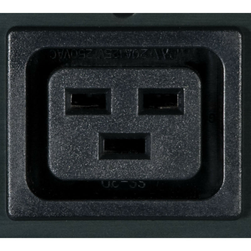 Close-up detail of C19 power outlet